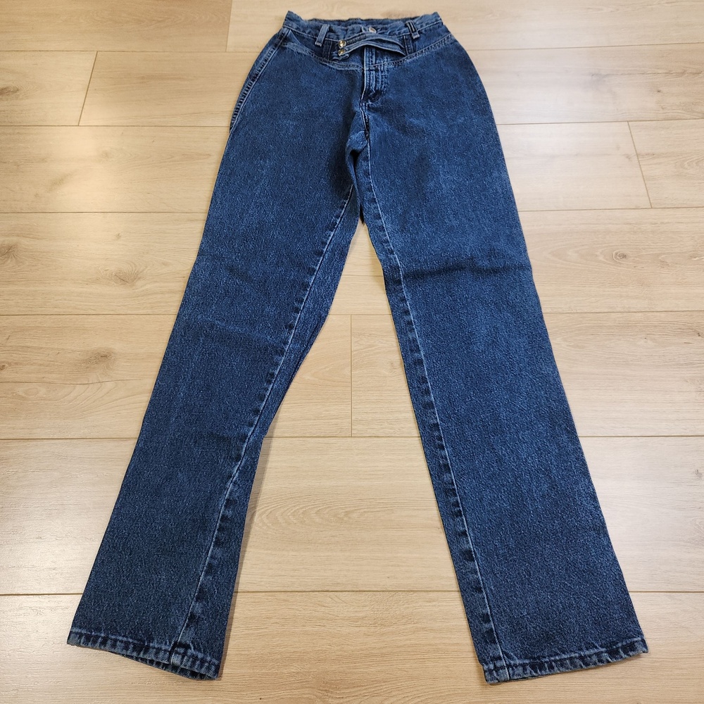 Vintage Rockies Jeans Womens 3/4 Blue High Rise Straight Western Cowgirl Denim